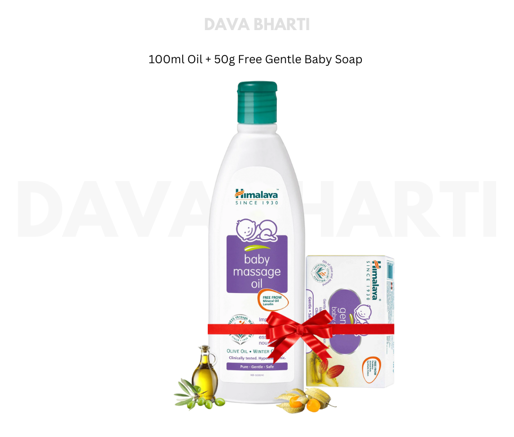 HIMALAYA BABY MASSAGE OIL ( 100ml Oil + 50g Free Gentle Baby Soap )