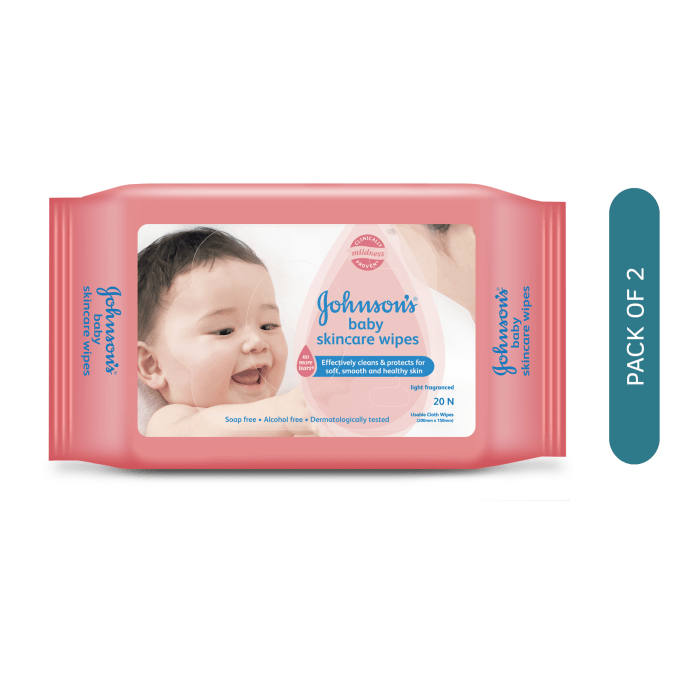 Johnsons baby skincare wipes pack of 2