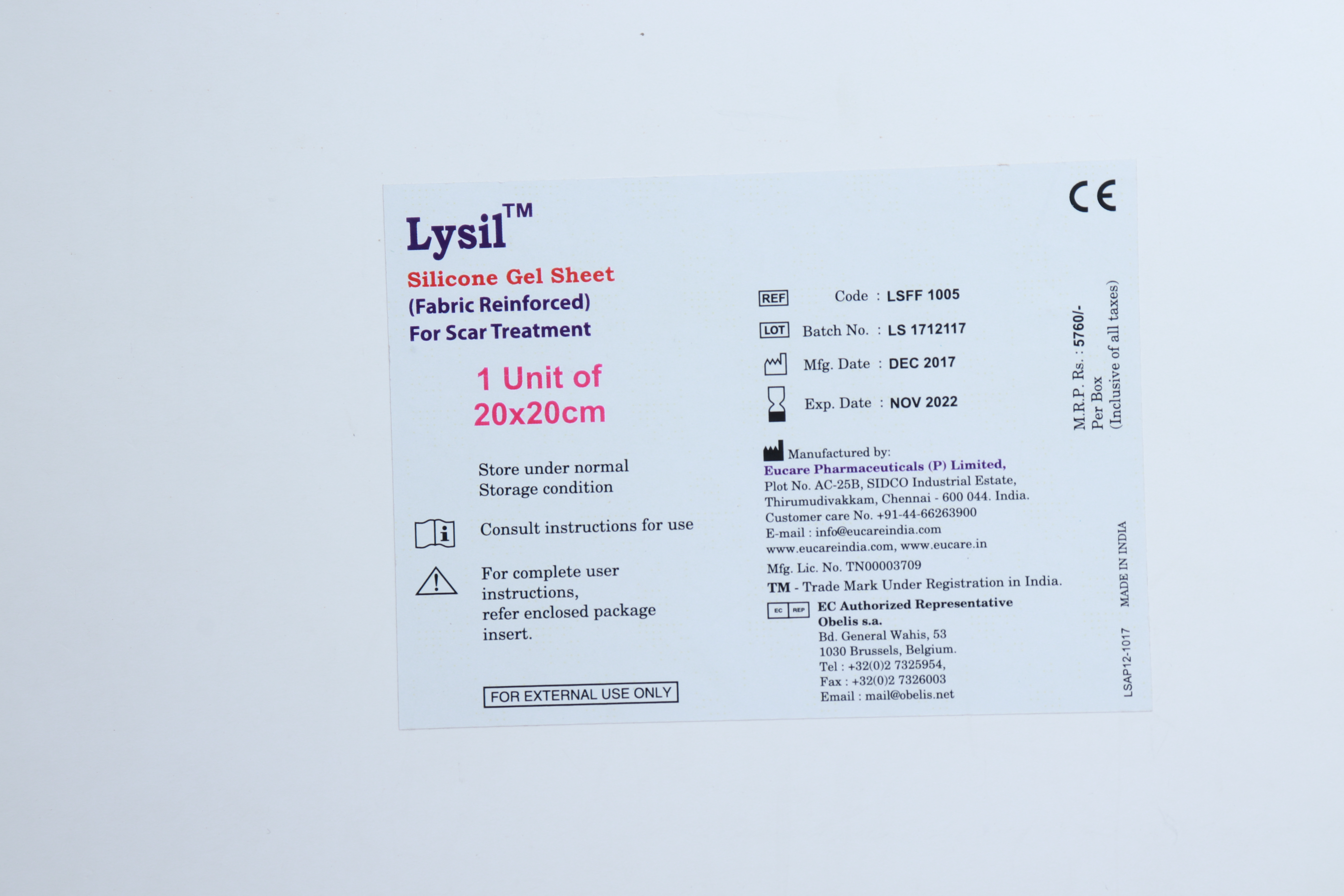 Lysil Silicone sheet 20*20