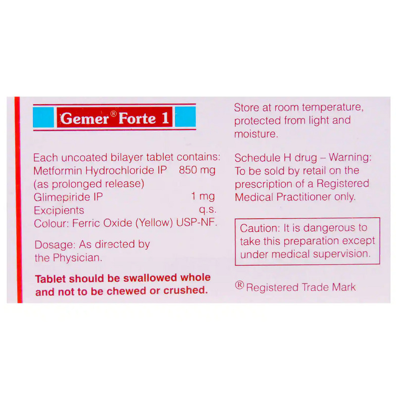 Buy Gemer Forte 1 Tablet PR (10) | kauveryMeds.com