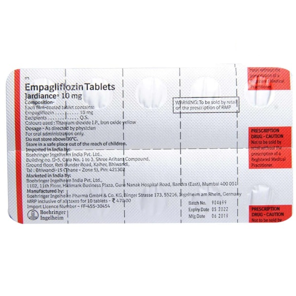 Buy Jardiance-10mg Tablet 10's Online | Check Price & Substitutes